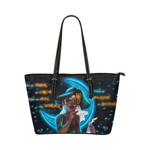What we Imagine we can Become leather tote Leather Tote Bag (Model 1651) (Big) - Our Wings of Gold
