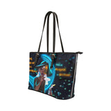 What we Imagine we can Become leather tote Leather Tote Bag (Model 1651) (Big) - Our Wings of Gold